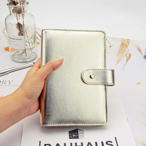 غلاف NatSumeBasics Gold A6 مقاس 5 × 7 بوصات، غطاء قابل لإعادة الملء مكون من 6 حلقات من الجلد الصناعي لمجلة المسافر المخططة (ذهبي) in Saudi Arabia