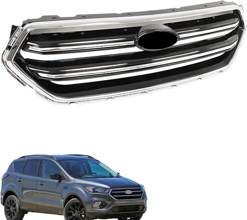 labwork Front Bumper Grille Upper Glossy Black Mesh with Chrome Molding Trim Frame Replacement for Escape 2017-2019 GJ5Z8200C in Kuwait