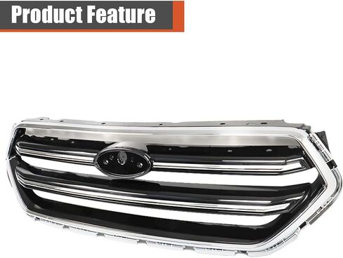 labwork Front Bumper Grille Upper Glossy Black Mesh with Chrome Molding Trim Frame Replacement for Escape 2017-2019 GJ5Z8200C in Kuwait