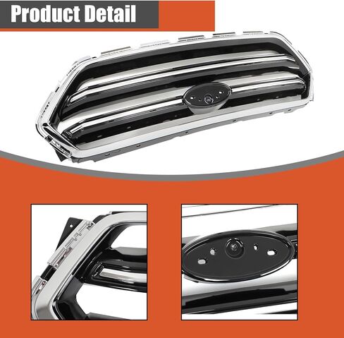 labwork Front Bumper Grille Upper Glossy Black Mesh with Chrome Molding Trim Frame Replacement for Escape 2017-2019 GJ5Z8200C in Kuwait