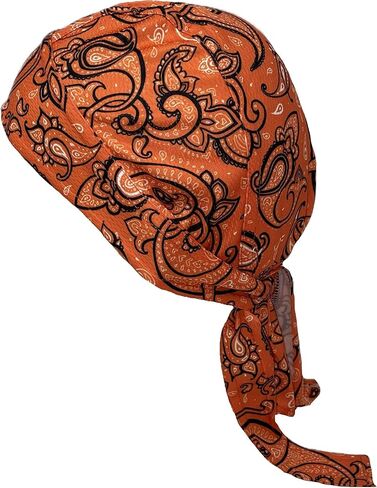Generic قبعة راكب الدراجة النارية Durag جمجمة كاب خوذة بطانة باندانا برتقالية بيضاء بيزلي ماصة للرطوبة وتنفيس من الألياف الدقيقة ذات ملاءمة جافة قابلة للتمدد in Saudi Arabia