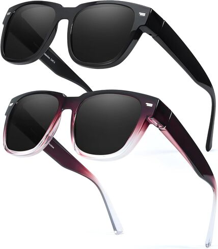 نظارات شمسية Myiaur Fit Over Glasses للنساء، نظارات شمسية مستقطبة مع حماية من الأشعة فوق البنفسجية 400، تقلل الوهج أثناء القيادة (عبوتان) in Saudi Arabia