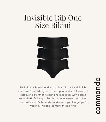 Commando Womens Invisible Rib One Size Bikini 3-Pack GP224 Black One Size in Saudi Arabia