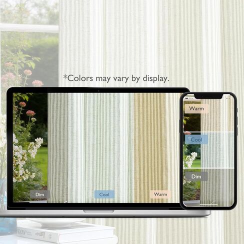 Vangao الكتان مخطط الستائر لغرفة المعيشة غرفة نوم مزرعة موقوتة ضوء تصفية نافذة الستائر المطبوعة الستائر جروميت أعلى 2 لوحات الأخضر W55 × L84 بوصة in Kuwait