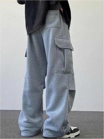Men's Baggy Sweatpants Casual Workout Street Drawstring Waist Wide Leg Cargo Pants in Saudi Arabia