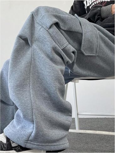 Men's Baggy Sweatpants Casual Workout Street Drawstring Waist Wide Leg Cargo Pants in Saudi Arabia