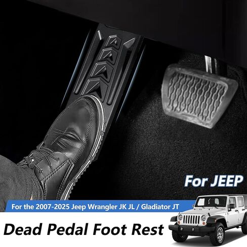 Dead Pedal Foot Rest Pad for 2007-2023 Jeep Wrangler JK JL JLU Gladiator JT, Aluminum Alloy Thickened Foot Rest Pedal for Driver Left Side Kick Panel in Kuwait