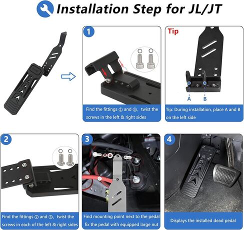 Dead Pedal Foot Rest Pad for 2007-2023 Jeep Wrangler JK JL JLU Gladiator JT, Aluminum Alloy Thickened Foot Rest Pedal for Driver Left Side Kick Panel in Kuwait