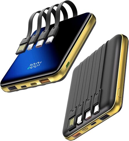 شاحن محمول بقدرة 10000 مللي أمبير في الساعة، كابل طاقة مدمج، مزود طاقة للشحن السريع بقدرة 22.5 وات، شاشة LED ذكية، بطارية خارجية مدمجة، مناسب لأجهزة iPhone وSamsung وأجهزة الكمبيوتر اللوحية in Kuwait