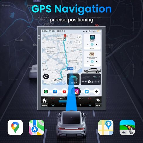 [8Core 4G+64G] Car Stereo Radio for Cadillac ATS XTS SRX CTS 2013-2018: 9.7" HD Touch Screen with Wireless Carplay Android Auto Bluetooth GPS 5G WiFi SWC FM/AM/RDS DSP Backup Camera in Saudi Arabia