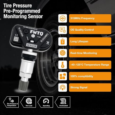 4-Pack TPMS Sensors for Ford/Lincoln/Mercury - 315MHz Pre-Programmed Tire Pressure Sensors for Ford F150-F550, Escape, Fusion, Lincoln MKX/MKC - Direct Fit OE# 9L3Z1A189A, DE8T1A180AA, DR3Z1A189A in Saudi Arabia