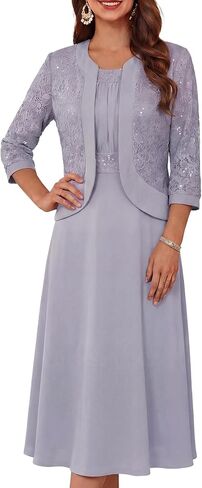 GRACE KARIN Women's Formal Wedding Guest Dress,2 Piece Mother of The Bride Dresses,Tea Party Sequin Dress with Jacket in Saudi Arabia