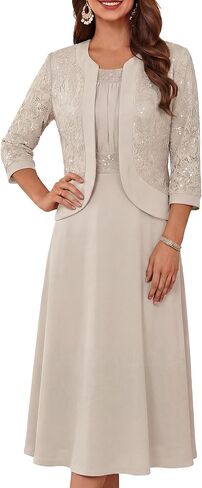 فستان ضيوف الزفاف الرسمي للنساء من GRACE KARIN، قطعتين من فساتين أم العروس، فستان ترتر لحفلات الشاي مع سترة in Saudi Arabia
