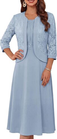 GRACE KARIN Women's Formal Wedding Guest Dress,2 Piece Mother of The Bride Dresses,Tea Party Sequin Dress with Jacket in Saudi Arabia