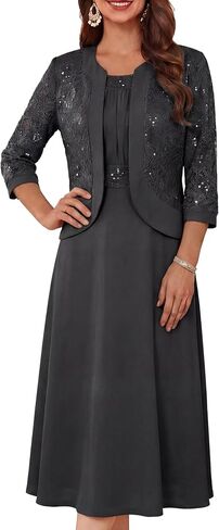 GRACE KARIN Women's Formal Wedding Guest Dress,2 Piece Mother of The Bride Dresses,Tea Party Sequin Dress with Jacket in Saudi Arabia