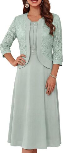 GRACE KARIN Women's Formal Wedding Guest Dress,2 Piece Mother of The Bride Dresses,Tea Party Sequin Dress with Jacket in Saudi Arabia