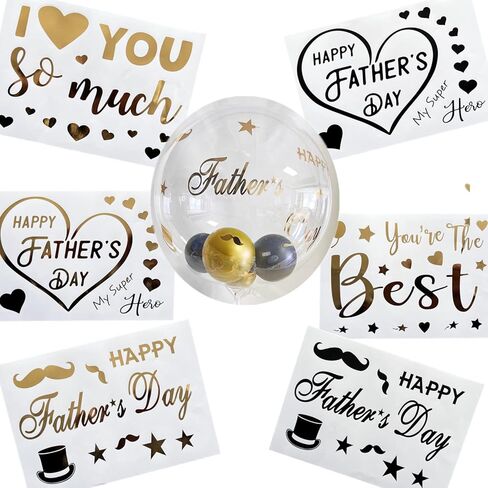 Happy Fathers Day Stickers for Clear Bobo Balloons Deocr, DIY Happy Father's Day Letters Paster Decals for Party Decoration, Home Window Cling Father's Day Party Decor in Kuwait