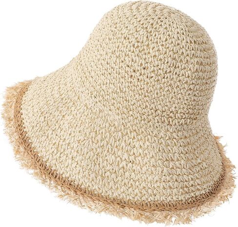 Beach Hats for Women - Straw Bucket Hats for Women, Packable Sun Hat Womens with Chin Strap, UPF 50+ Summer Protection in Kuwait