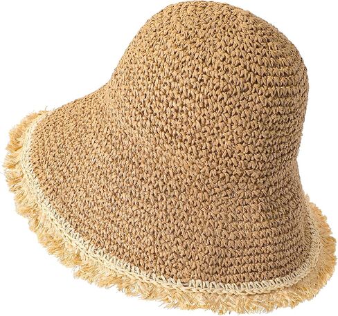 Beach Hats for Women - Straw Bucket Hats for Women, Packable Sun Hat Womens with Chin Strap, UPF 50+ Summer Protection in Saudi Arabia