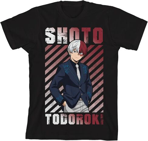 Bioworld My Hero Academia Shoto Todoroki Theatre Youth Black Crew Neck Short Sleeve T-Shirt in Saudi Arabia