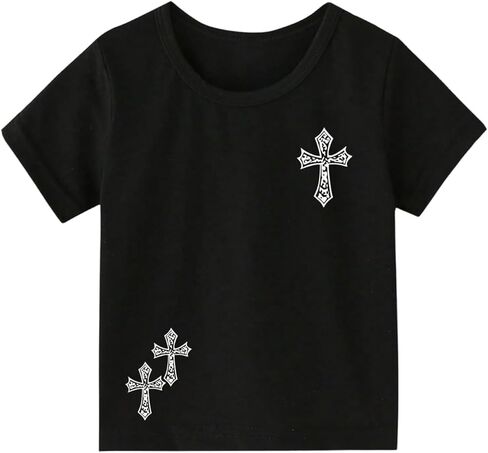 WDIRARA Toddler Boy's Cross Graphic Tees Crew Neck Short Sleeve T Shirts Tops in Saudi Arabia
