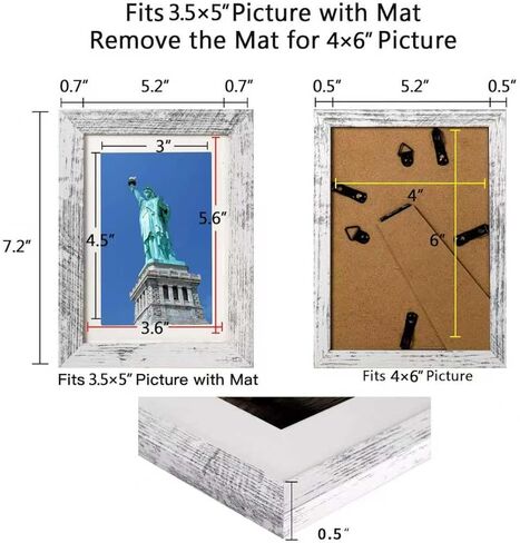 إطار صورة BAIJIALI مقاس 4x6 بنمط خشبي بني مع زجاج شبكي عالي الدقة، وعرض الصور 3.5x5 مع حصيرة أو 4x6 بدون حصيرة، وأشكال أفقية ورأسية للتركيب على الحائط والطاولة، 4 عبوات in Kuwait