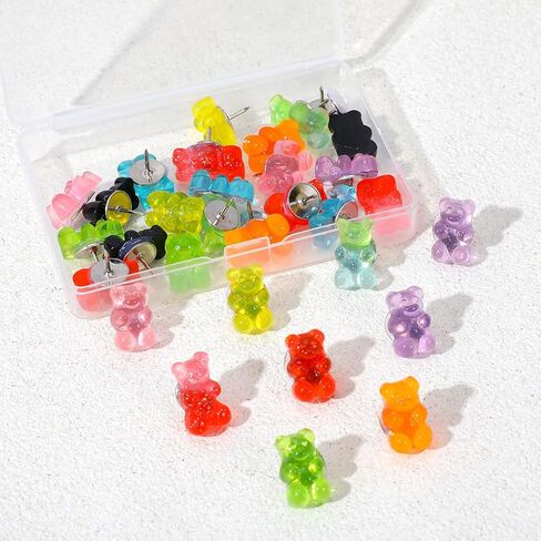 30PCS Cute Bear Push Pins, Fun Decorative Thumb Tacks for Cork Board Head Flatback Charms Decor, Office Decor, Classroom Decor, Home Decor in Saudi Arabia