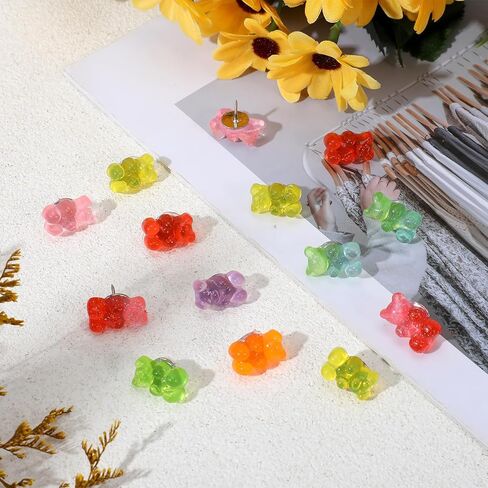 30PCS Cute Bear Push Pins, Fun Decorative Thumb Tacks for Cork Board Head Flatback Charms Decor, Office Decor, Classroom Decor, Home Decor in Saudi Arabia