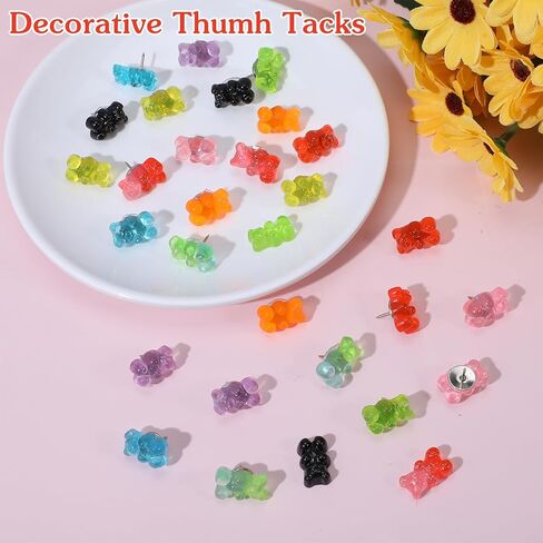 30PCS Cute Bear Push Pins, Fun Decorative Thumb Tacks for Cork Board Head Flatback Charms Decor, Office Decor, Classroom Decor, Home Decor in Saudi Arabia