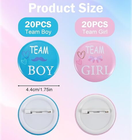 40 قطعة من دبابيس الكشف عن الجنس، دبابيس الفريق مقاس 1.8 بوصة للأولاد والبنات، أزرار وردية وزرقاء لاستحمام الطفل، هدايا حفلات إعلان الحمل in Kuwait