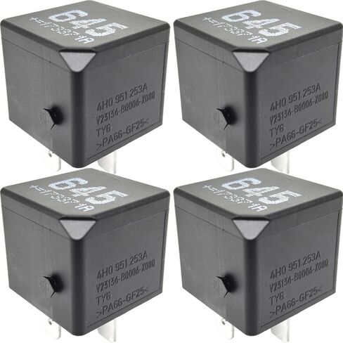 645 Relay 4H0951253A V23136-B0006-X080 (4-Pack) 12V 40A 4-Pin SPST Automotive Power Relay Compatible with Volkswagen Jetta Tiguan and A4 Q5 Fixes Fuel Pump and Engine Stalling in Saudi Arabia