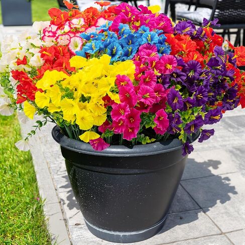 24 Bundles Artificial Flowers for Outdoors/Indoors, Fake Flowers Plants for Indoor Outside Garden Porch Window Box Home Wedding Farmhouse(8 Color) in Saudi Arabia