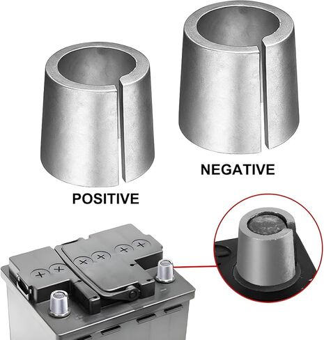 1Pair Car Battery Post Shims, Pure Lead Vehicle Negative & Positive Battery Terminal Shim Converters, Automotive Power Adapters Anode Cathode Sleeves, Universal for SUV RV Truck in Saudi Arabia