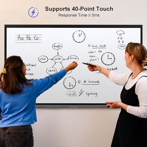 75" 4K Smart Board,Google EDLA Certified with 50MP AI Camera,40-Point Touch Digital Whiteboard,Android 14, 8+128GB,SmartBoard for Classroom Office Home（Wall Mount Included） (75 Inch) in Saudi Arabia