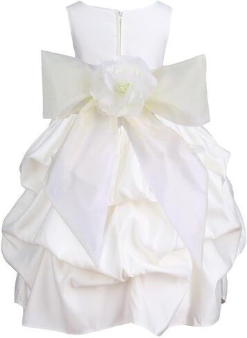 Pink Promise Ivory Wedding Party Pick-Up Organza Sash Flower Girl Dress in Saudi Arabia