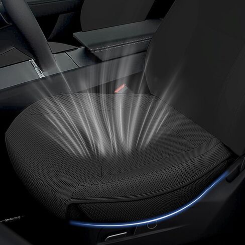 2025 2026 أغطية مقاعد السيارة من جلد نابا مخصصة لطراز Tesla Y Juniper Premium/أكسسوارات الأداء القابلة للتنفس والمثقبة لجميع المواسم، واقيات المقاعد الأمامية السفلية العالمية، أسود in Kuwait