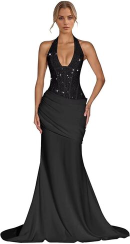 Sequin Prom Dress Long for Women Mermaid Bridesmaid Dresses 2026 Chiffon Pleated Formal Evening Gowns in Saudi Arabia
