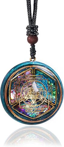 Da Piao Liang Sacred Geometry Orgone Pendant Necklace with Metatron's Cube & Mandala Design - SBB Copper Wire Energy Amulet, Black Adjustable 26-Inch Cord Chain for Spiritual Healing in Kuwait