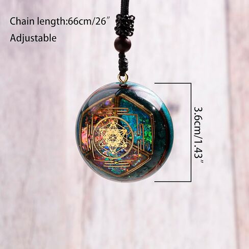 Da Piao Liang Sacred Geometry Orgone Pendant Necklace with Metatron's Cube & Mandala Design - SBB Copper Wire Energy Amulet, Black Adjustable 26-Inch Cord Chain for Spiritual Healing in Kuwait
