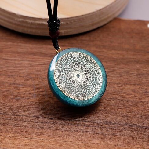 Da Piao Liang Sacred Geometry Orgone Pendant Necklace with Metatron's Cube & Mandala Design - SBB Copper Wire Energy Amulet, Black Adjustable 26-Inch Cord Chain for Spiritual Healing in Kuwait