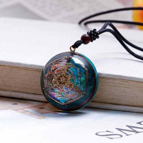 Da Piao Liang Sacred Geometry Orgone Pendant Necklace with Metatron's Cube & Mandala Design - SBB Copper Wire Energy Amulet, Black Adjustable 26-Inch Cord Chain for Spiritual Healing in Kuwait