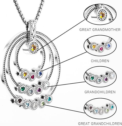Generations of Life - Great Grandmothers family birthstone necklace in Saudi Arabia
