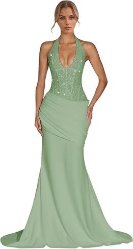 Sequin Prom Dress Long for Women Mermaid Bridesmaid Dresses 2026 Chiffon Pleated Formal Evening Gowns in Saudi Arabia