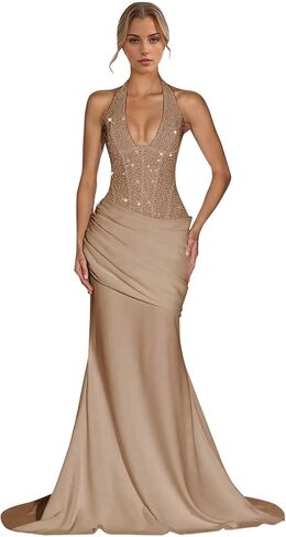 Sequin Prom Dress Long for Women Mermaid Bridesmaid Dresses 2026 Chiffon Pleated Formal Evening Gowns in Saudi Arabia