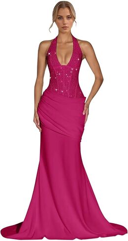 Sequin Prom Dress Long for Women Mermaid Bridesmaid Dresses 2026 Chiffon Pleated Formal Evening Gowns in Saudi Arabia