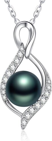 Tahitian Black Pearl Necklace, 925 Sterling Silver Saltwater Pearls Jewelry, Women Infinity Jewel with Pearl Pendant in Saudi Arabia