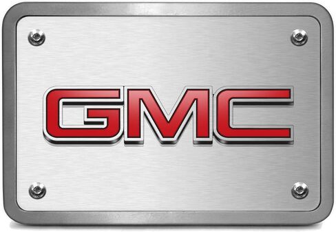 iPick Image Made for GMC 3D Logo in Red Inlay on Brush Billet Aluminum 2 inch Tow Hitch Cover in Saudi Arabia