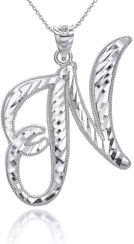 Claddagh Gold Exquisite .925 Sterling Silver Fine Dangling Cursive Initial A-Z Charm Pendant Necklace - Choice of Initial Letter & Chain Length in Saudi Arabia