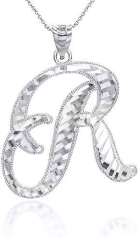 Claddagh Gold Exquisite .925 Sterling Silver Fine Dangling Cursive Initial A-Z Charm Pendant Necklace - Choice of Initial Letter & Chain Length in Saudi Arabia