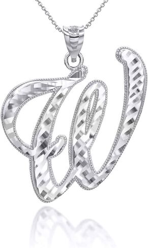 Claddagh Gold Exquisite .925 Sterling Silver Fine Dangling Cursive Initial A-Z Charm Pendant Necklace - Choice of Initial Letter & Chain Length in Saudi Arabia